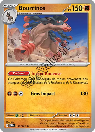 Carte Pokémon Bourrinos  n°108 de la série Rivalités Destinées