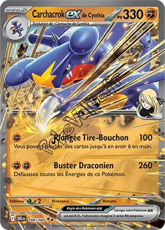 Carte Pokémon Carchacrok ex de Cynthia  n°104 de la série Rivalités Destinées