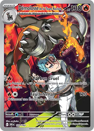 Carte Pokémon Démolosse de la Team Rocket  n°191 de la série Rivalités Destinées