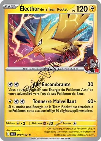 Carte Pokémon Électhor de la Team Rocket  n°070 de la série Rivalités Destinées