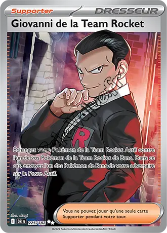 Carte Pokémon Giovanni de la Team Rocket n°225 de la série Rivalités Destinées