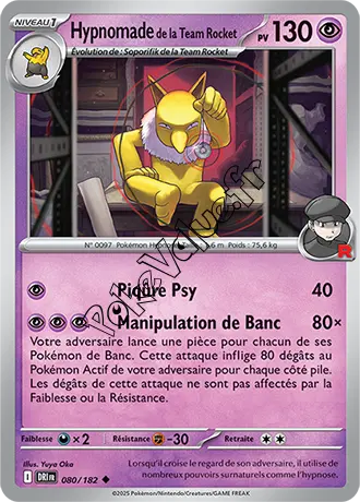 Carte Pokémon Hypnomade de la Team Rocket  n°080 de la série Rivalités Destinées
