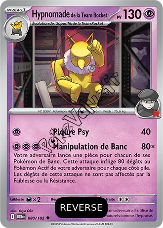 Carte Pokémon Hypnomade de la Team Rocket  Reverse n°080 de la série Rivalités Destinées
