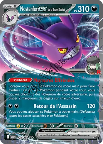 Carte Pokémon Nostenfer ex de la Team Rocket  n°122 de la série Rivalités Destinées