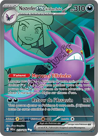 Carte Pokémon Nostenfer ex de la Team Rocket  n°217 de la série Rivalités Destinées