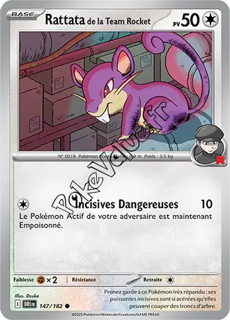 Carte Pokémon Rattata de la Team Rocket  n°147 de la série Rivalités Destinées