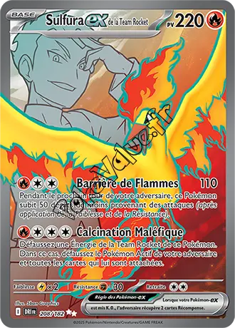 Carte Pokémon Sulfura ex de la Team Rocket  n°208 de la série Rivalités Destinées