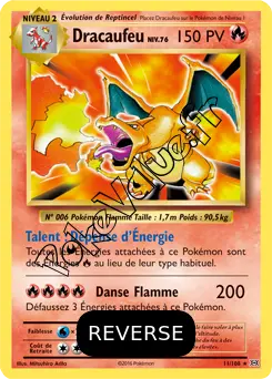 Carte Pokémon Dracaufeu  Reverse n°11 de la série Évolutions