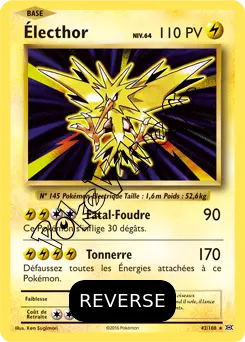 Carte Pokémon Électhor  Reverse n°42 de la série Évolutions
