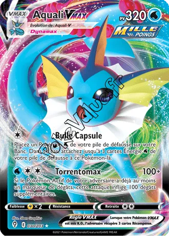 Carte Pokémon Aquali VMAX  n°030 de la série Évolution Céleste