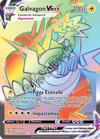 Carte Pokémon Galvagon VMAX  n°210 de la série Évolution Céleste