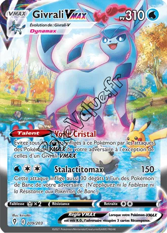Carte Pokémon Givrali VMAX n°209 de la série Évolution Céleste