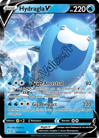 Carte Pokémon Hydragla V  n°048 de la série Évolution Céleste