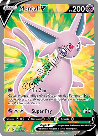 Carte Pokémon Mentali V  n°179 de la série Évolution Céleste