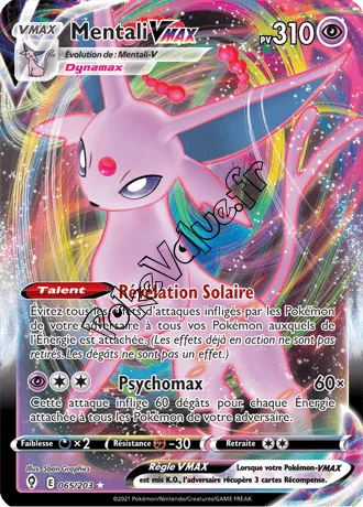 Carte Pokémon Mentali VMAX  n°065 de la série Évolution Céleste