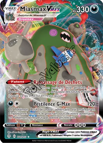 Carte Pokémon Miasmax VMAX  n°101 de la série Évolution Céleste