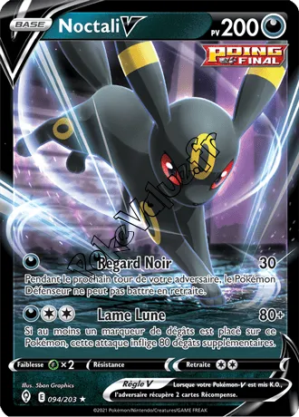 Carte Pokémon Noctali V n°094 de la série Évolution Céleste