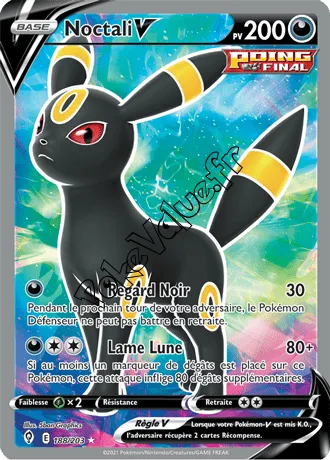 Carte Pokémon Noctali V n°188 de la série Évolution Céleste