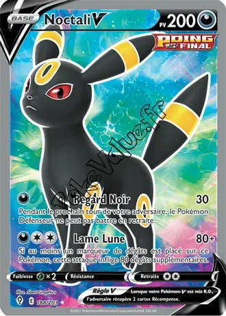 Carte Pokémon Noctali V  n°188 de la série Évolution Céleste