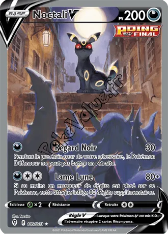 Carte Pokémon Noctali V  n°189 de la série Évolution Céleste