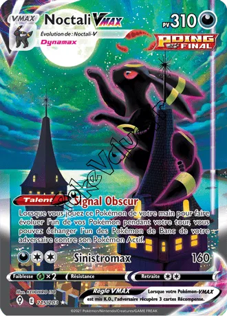 Carte Pokémon Noctali VMAX n°215 de la série Évolution Céleste