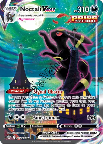 Carte Pokémon Noctali VMAX  n°215 de la série Évolution Céleste