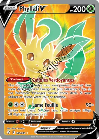 Carte Pokémon Phyllali V  n°166 de la série Évolution Céleste