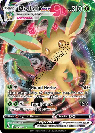 Carte Pokémon Phyllali VMAX  n°008 de la série Évolution Céleste