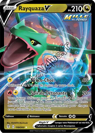 Carte Pokémon Rayquaza V n°110 de la série Évolution Céleste