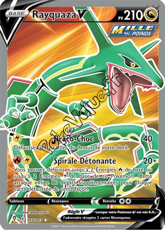 Carte Pokémon Rayquaza V n°193 de la série Évolution Céleste