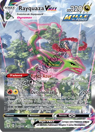 Carte Pokémon Rayquaza VMAX n°218 de la série Évolution Céleste
