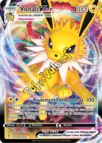 Carte Pokémon Voltali VMAX  n°051 de la série Évolution Céleste