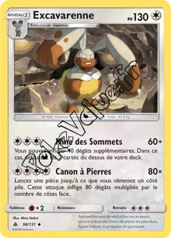 Carte Pokémon Excavarenne n°98 de la série Lumière Interdite
