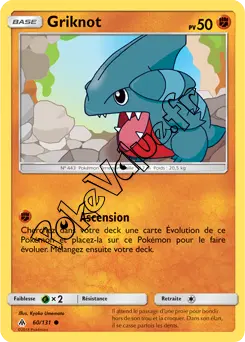 Carte Pokémon Griknot  n°60 de la série Lumière Interdite