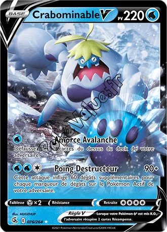 Carte Pokémon Crabominable V  n°076 de la série Poing de Fusion