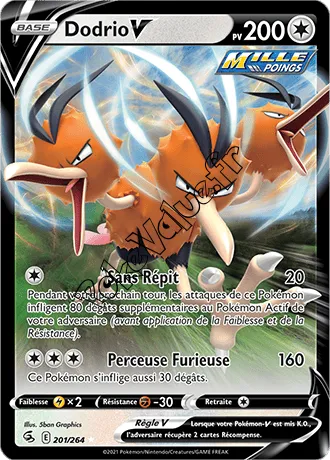 Carte Pokémon Dodrio V  n°201 de la série Poing de Fusion