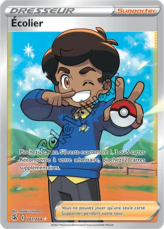 Carte Pokémon Écolier n°261 de la série Poing de Fusion