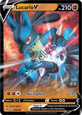 Carte Pokémon Lucario V  n°146 de la série Poing de Fusion