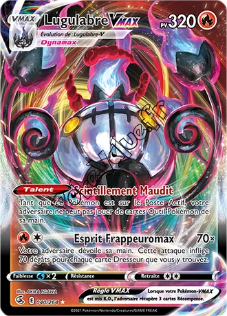 Carte Pokémon Lugulabre VMAX  n°040 de la série Poing de Fusion