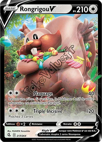 Carte Pokémon Rongrigou V  n°217 de la série Poing de Fusion