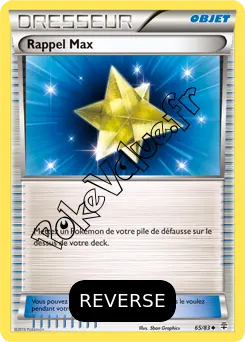 Carte Pokémon Rappel Max Reverse n°65 de la série Générations