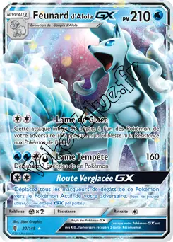 Carte Pokémon Feunard d’Alola GX n°22 de la série Gardiens Ascendant