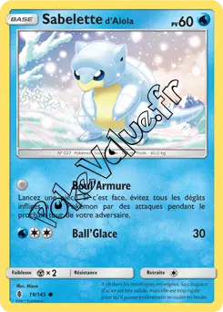 Carte Pokémon Sabelette d’Alola n°19 de la série Gardiens Ascendant
