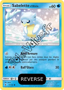 Carte Pokémon Sabelette d’Alola Reverse n°19 de la série Gardiens Ascendant