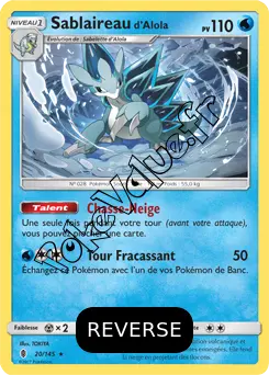 Carte Pokémon Sablaireau d’Alola Reverse n°20 de la série Gardiens Ascendant