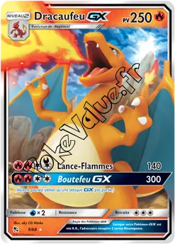 Carte Pokémon Dracaufeu GX n°9 de la série Destinées Occultes