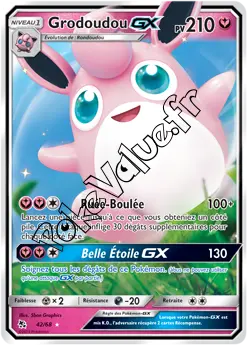 Carte Pokémon Grodoudou GX n°42 de la série Destinées Occultes