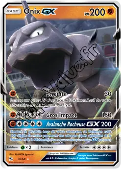Carte Pokémon Onix GX  n°36 de la série Destinées Occultes