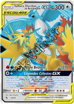 Carte Pokémon Sulfura, Électhor et Artikodin GX n°66 de la série Destinées Occultes