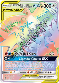 Carte Pokémon Sulfura, Électhor et Artikodin GX n°69 de la série Destinées Occultes